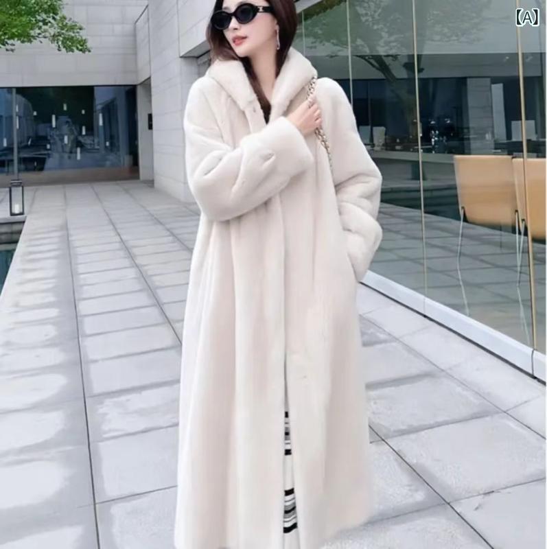 コート レディース フェイクファー ロング丈 フード付き アウター 婦人 ゆったり 暖かい 防寒 通勤 オフィス お出かけ エレガント 高級感 秋冬 パールホワイト ブラック グレー グレイッシュパープル