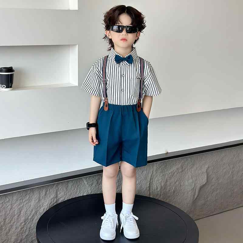 子供服 キッズ スーツ 夏 セットアップ オーバーオール カジュアル スタイリッシュ 高級感 誕生日 ウェディング コスチューム ピアニスト セレモニー