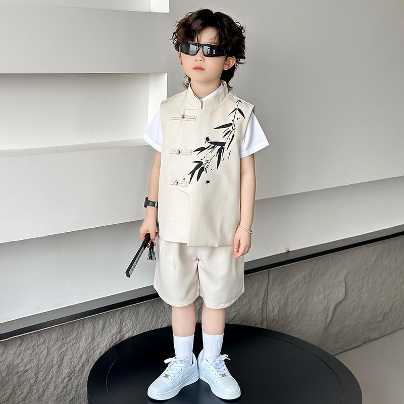 キッズ セットアップ 男の子 チャイナ風 唐装 夏 子供 民族 幼稚園 朗読 ハレの日 公演 衣装 おしゃれ クラシック 薄手 シンプル
