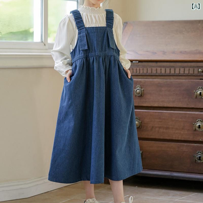 女の子 デニム 春 オーバーオール スカート 子供用 ファッション ガール カジュアル スカート 洋風 ドレス