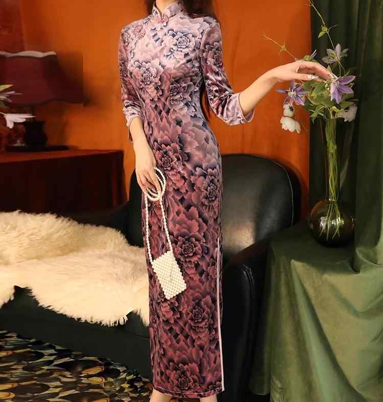 レディース 瀬戸もの御召しもの ロング 七分袖 ラグジュアリー セレブ風 サクラ色 紫 ローズ 名取り草 大輪 立ち襟 曲がった下げ札 ご機嫌細長い切口 窈窕たる 晴れ晴れしい 窈窕たる 好いたらしいめ 心ゆかしい