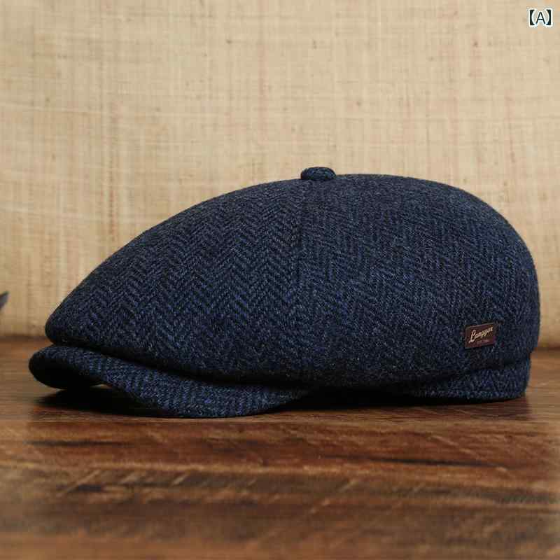 メンズ 紳士 帽子 キャップ ベレー帽 ハンチング 厚手 冬 スタイリッシュ ファッション パパ 上品 ギフト シンプル カジュアル おしゃれ あったか