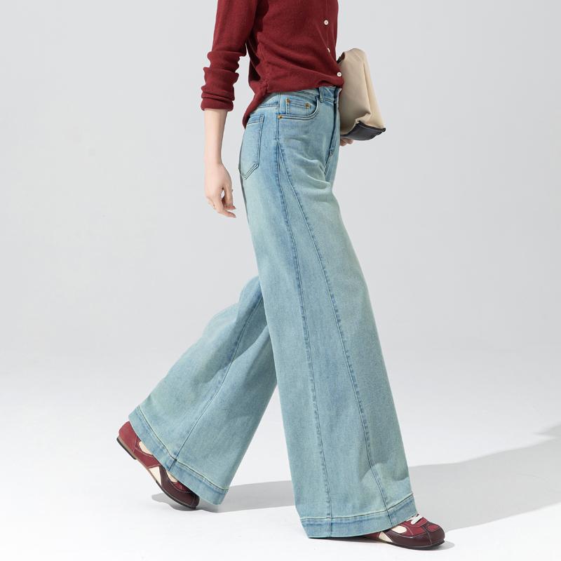 デニムパンツ レディース カジュアル 履きやすい ジーンズ スタイル ワイド ヒップ スリム ゆったり ワイド レッグ 春 ストレート