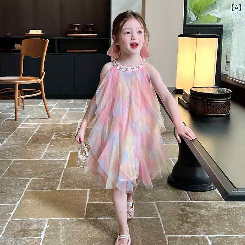 キッズウェア 子供服 女の子 ホルターネック スカート 子供 ドレス ベビー グラデーション フェアリースタイル メッシュ プリンセス