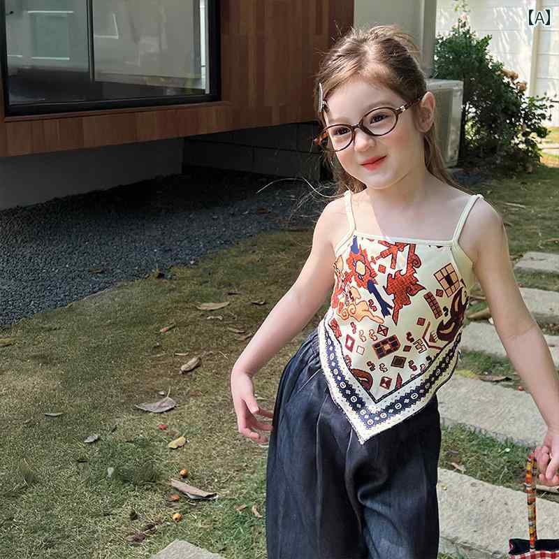 キッズウェア 子供服 女の子 ホリデースタイル 重ね着風 キャミソール 子供用 おしゃれ ビーチ 旅行 小さい ノースリーブ かわいい ウエスタンスタイル