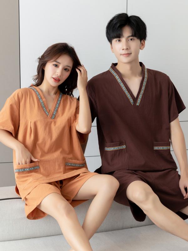 サウナ服 パジャマ ルームウェア カップルウェア ユニセックス お揃い ペアルック マッサージ スパ 温泉 カジュアル リラックス リラクゼーション 部屋着 リフレッシュ 男女兼用