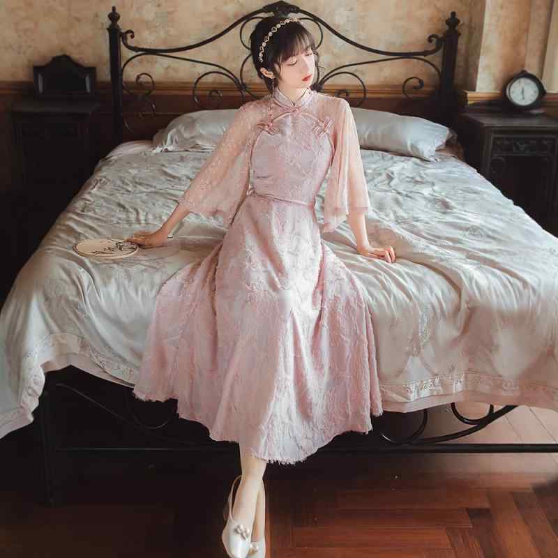 ワンピース レディース フランス風 レトロ ドレス 清楚感 シースルー フェアリー フローラル 上品 おしゃれ パーティー 結婚式お呼ばれ シフォンスカート デート 日常着 夏