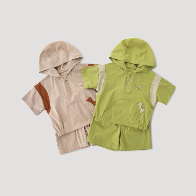 ベビー服 乳飲み子装置 セットアップ 上下書き割り 2点書き割り 活動的 日焼打つ手 UPF50 夏 軽さ アウトドア 運動競技 心地よい ちびっ子服 キッズ