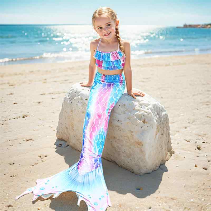 水着 マーメイド テール ガールズ キッズ ファッション セパレート 海辺 バカンス リゾート 水遊び プール ビーチ セットアップ プリンセス ファンタジー キュート 活発