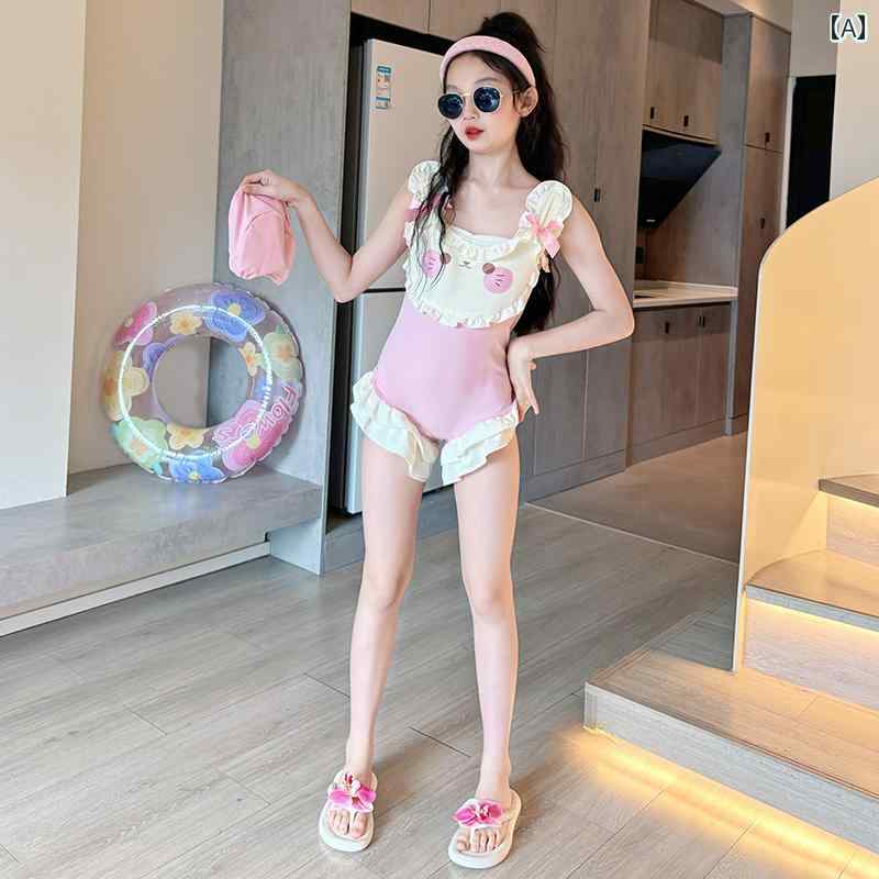 女の子 水着 夏 子供 ワンピース 大きいサイズ ハイエンド かわいい うさぎ フリル ピンク スイムウェア ビーチ リゾート