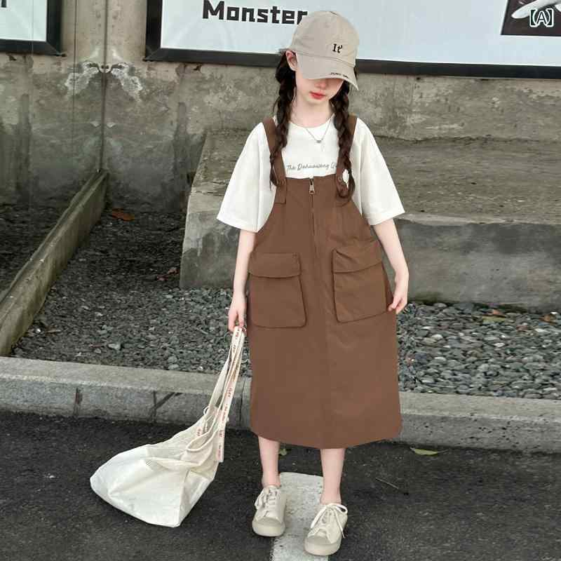 キッズ 女の子 夏 スカート 中学生 ガール かわいい ファッション オシャレ ワンピース 女児 子供 速乾 オーバーオール
