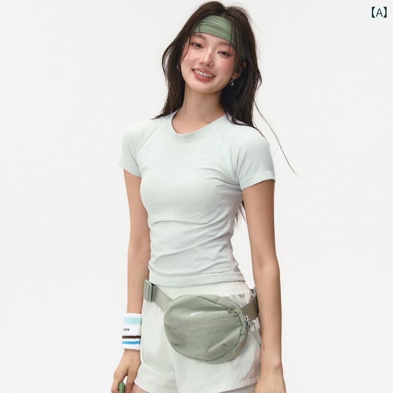半袖 Tシャツ レディース 夏 薄手 スポーツ ピラティス トレーニング フィットネス 速乾 ヨガ トップス スタイリッシュ アクティブ