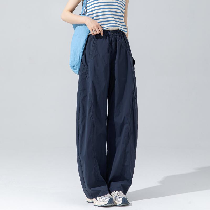レディース ボトムス パンツ ドレープ 軽量間 パンツ 冷感 ワイドレッグパンツ 夏 薄手 作業着 速乾 ネイビーブルー 選べるカラー 動きやすい ポケット付き リラックス 涼感