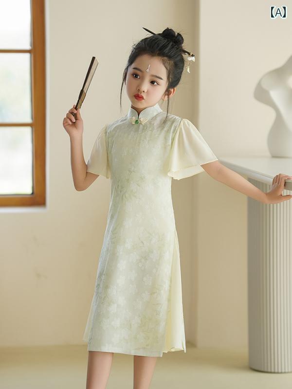 キッズ ファッション 女の子 チャイナドレス 夏 半袖 チャイナ風 子供服 西洋風 おしゃれ お出かけ ドラゴンボートフェスティバル