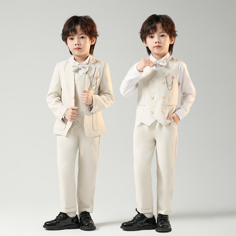スーツ 子供 ボーイズ ファッション ジャケット アウター ベスト ジレ シャツ パンツ ズボン セットアップ ウェディング 英国風 ピアノ演奏 フォーマルウェア クラシック 多用途 エレガント