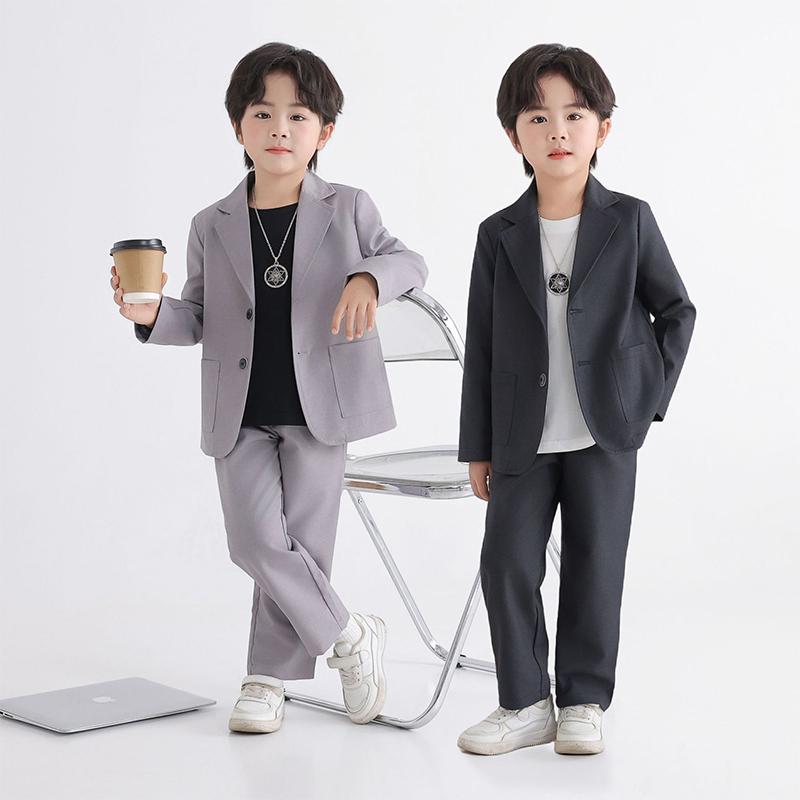 スーツ 上下セット シングル 無地 衣装 韓国 キッズ 子供 メンズ ステージ 発表会 パーティー ダンス パフォーマンス シンプル カジュアル フォーマル