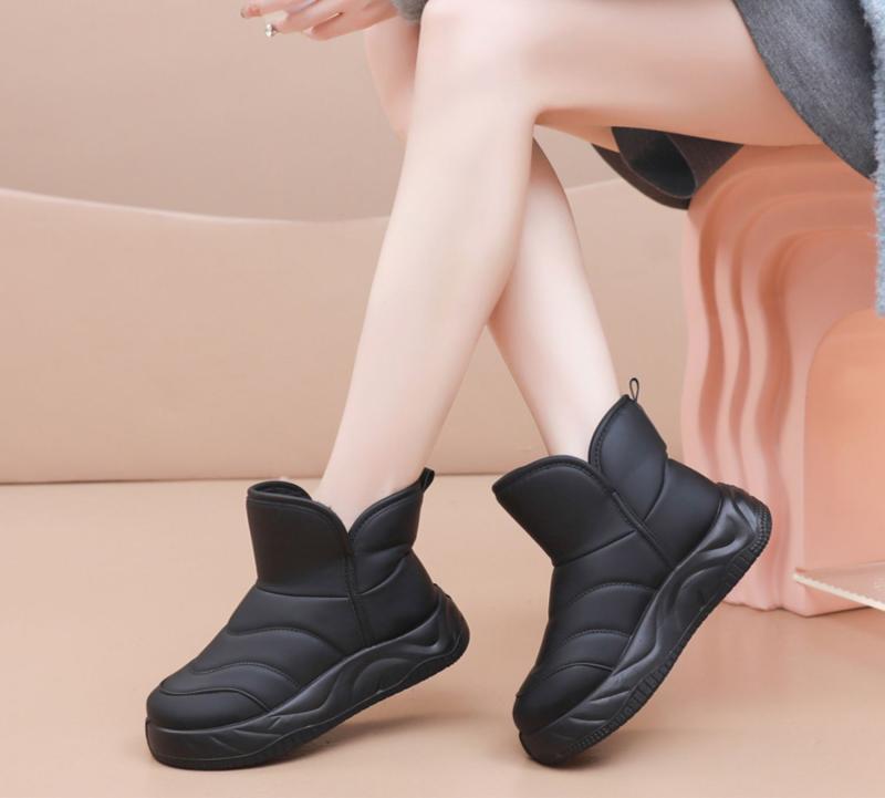 厚底 スノー ブーツ レディース 冬 もこもこ 暖かい 北東 コットン 靴 防水 滑り止め ショート クッション性 カジュアル