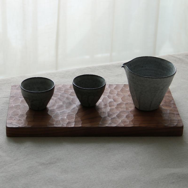 無地 家庭用 コースター トレイ ブラックウォールナット 手彫り 亀柄 茶盆 キッチン ルーム リビング インテリア ナチュラル カフェ モダン アート ギフト 高級感