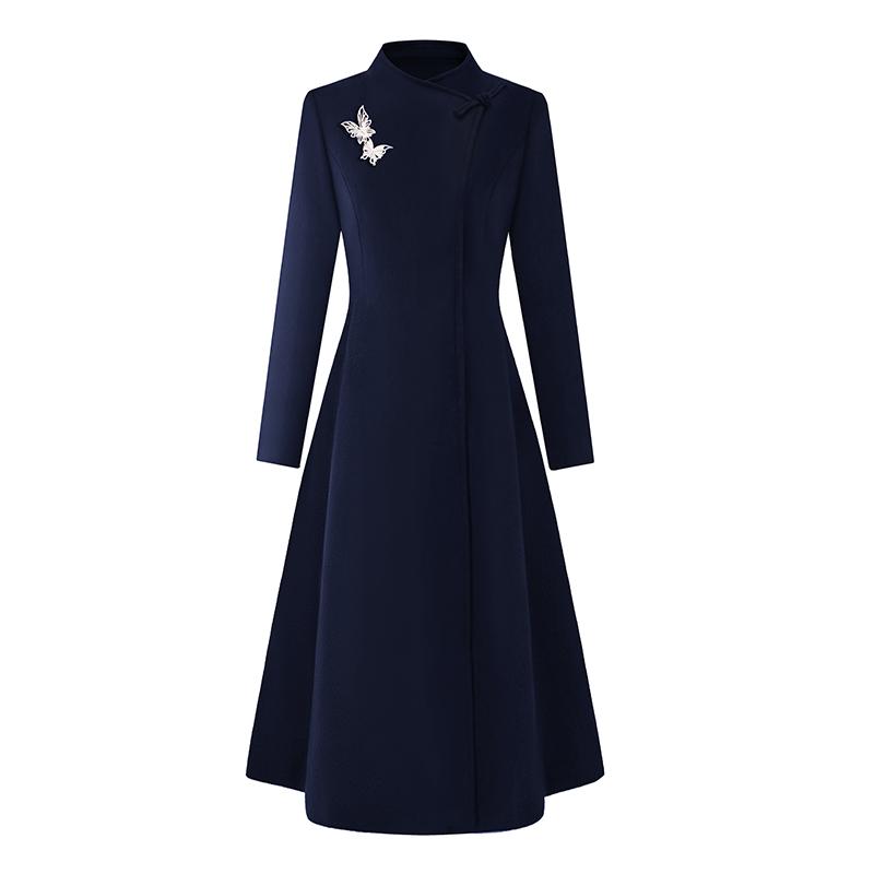 制服 ユニフォーム コート チャイナ風 ウール 立て襟 スタンドカラー 無地 スリムフィット 秋冬 レディース OL 通勤 受付 フロント イベント 接客 中国