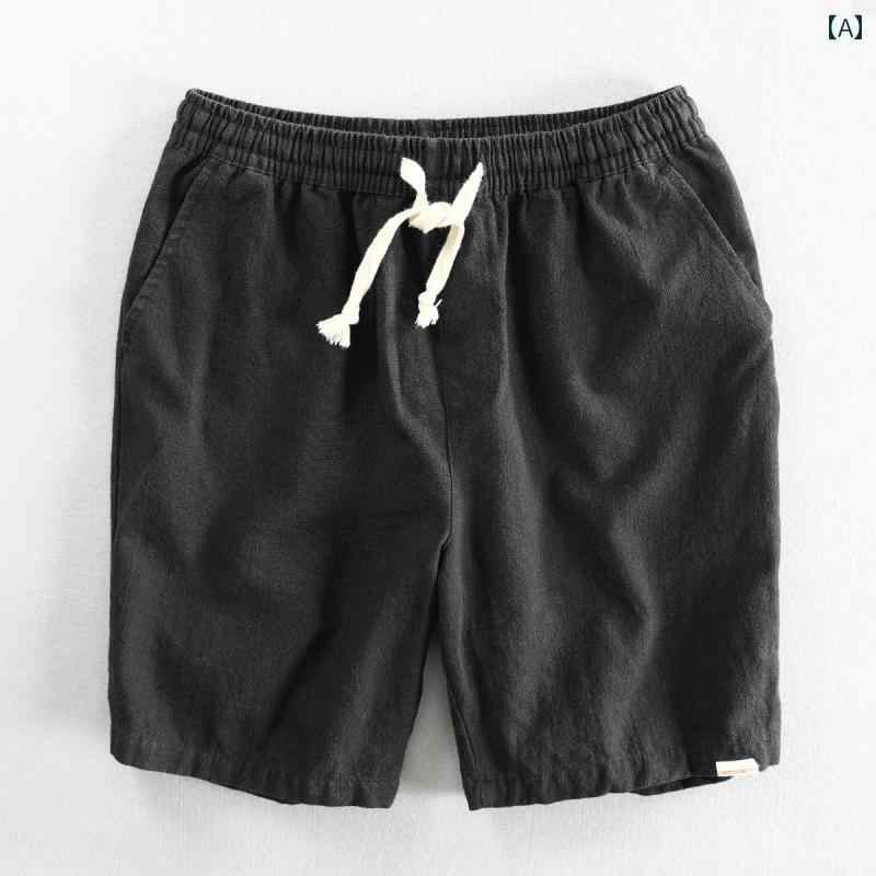 メンズ 夏 パンツ ショートパンツ ビーチパンツ リネン ゆったり ファッション カジュアル ウエストゴム ショーツ