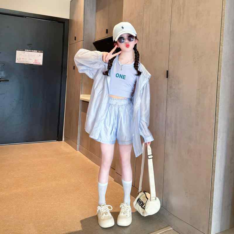 ジャンバー Tシャツ ショートパンツ セットアップ 女子 中学生 夏 高級 スーツ 子供服 個性的 美しい 小学生 ガーリー キュート おしゃれ カジュアル 通学 デイリー