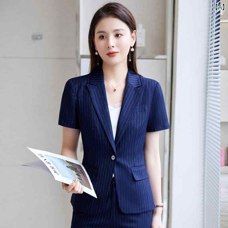 女性 スーツ ジャケット パンツ スカート ホテル マネージャー 作業着 レディース 夏 半袖 フロント デスク 受付 制服 シンプル ビジネス カジュアル