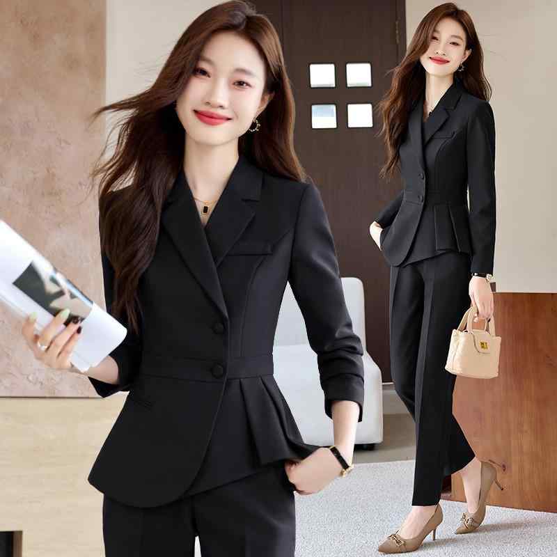 レディース スーツ ジャケット パンツ あったか 厚手 制服 スリムフィット カジュアル 正装 ワークウェア 韓国 ファッション おしゃれ 上品 きれいめ スタイリッシュ オフィス ビジネス