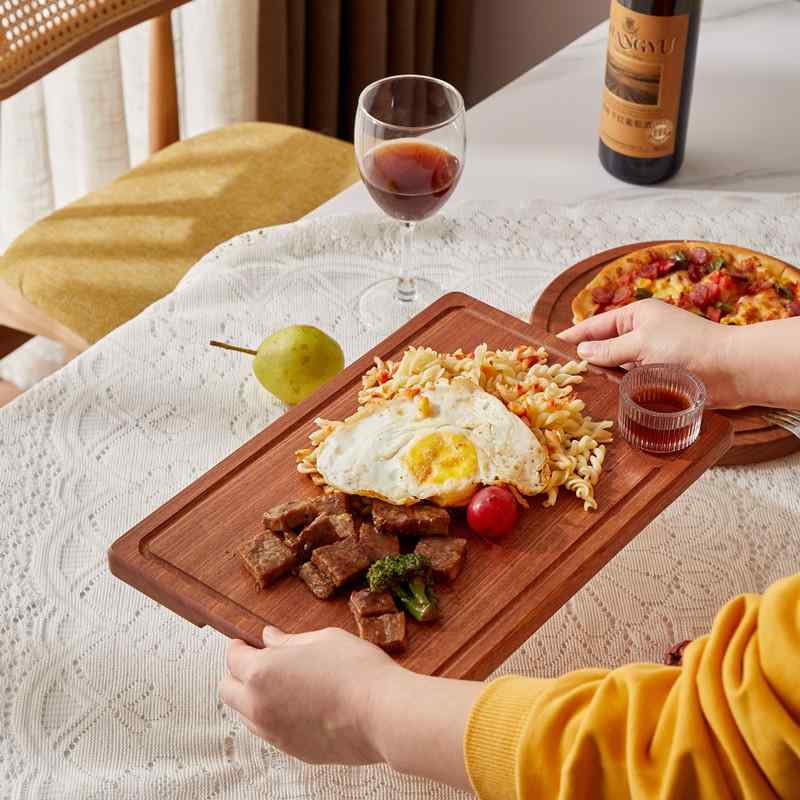 木製 ステーキ 皿 黒檀 長方形 無垢材 カフェ風 プレート トレイ 食器 耐久性 キッチン ダイニング ボード 焼肉用