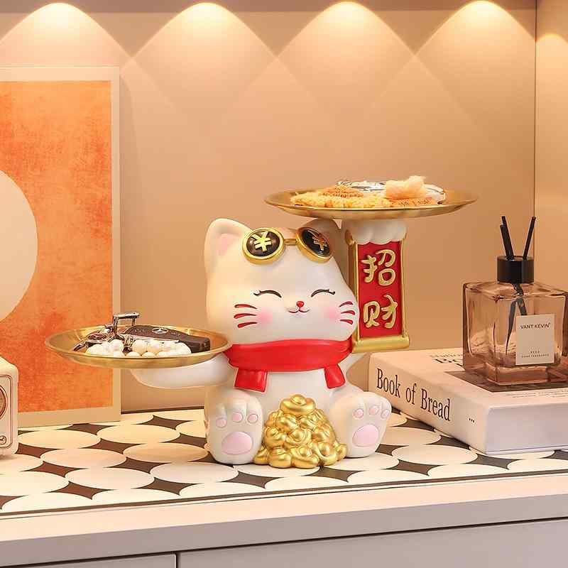 置物 インテリア 小物収納 玄関 リビング ポーチ デスクアクセサリー 幸運 開運 招き猫 かわいい 縁起物 風水 ギフト デコレーション 卓上整理