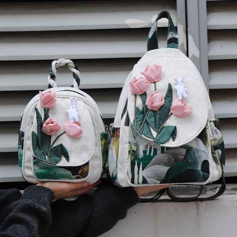 御徒面子 鞄 背嚢 うさぎ 花柄 今めかしい 愛くるしげ 軽さ 作物 心地よい 流行り物 差し上げ物 お上さん向け 同盟罷工さあ美付
