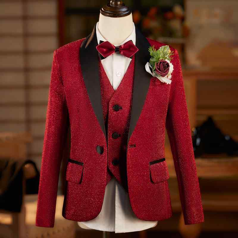キッズ ボーイズ ファッション スーツ セットアップ スパンコール ジャケット ジレ ベスト パンツ ズボン ピアノ演奏 ステージ衣装 パフォーマンス イベント 特別な日 フォーマル|ラ・グラーヌ