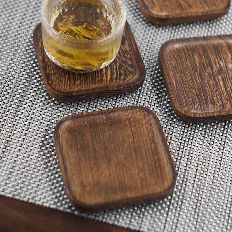 木製 ティー コースター スクエア トレイ 茶道 飲み物 アクセサリー 火傷 防止 パッド 断熱 セット おしゃれ