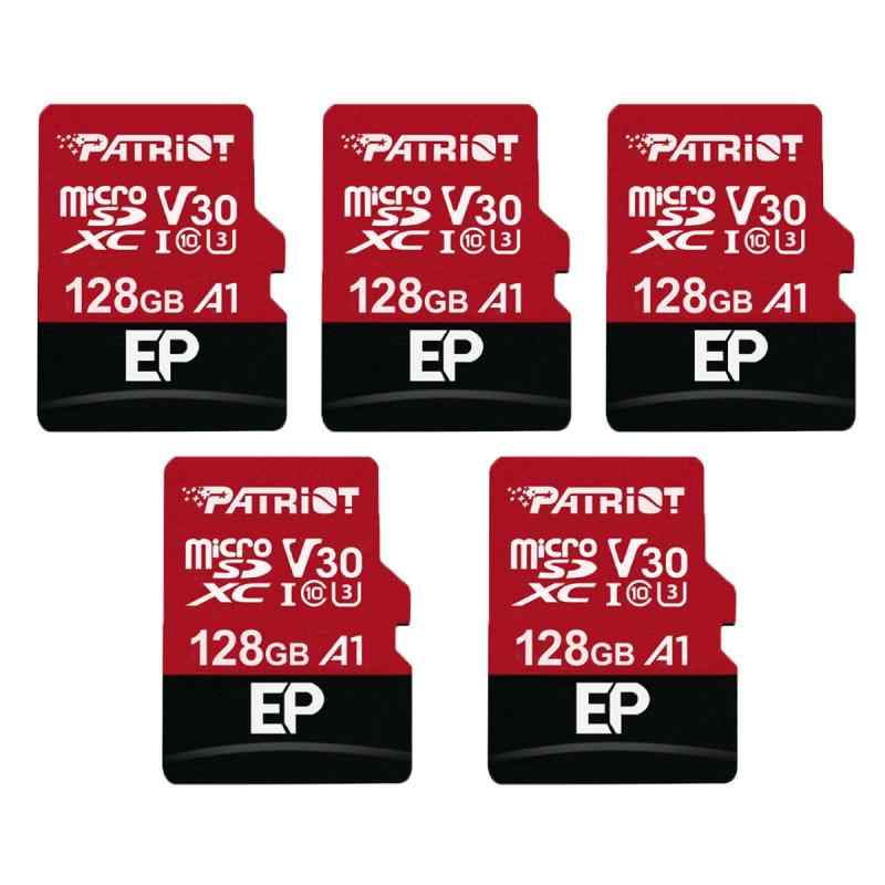 Patriot Memory 128GB A1 / V30 Micro SD Card for Android Phones and Tablets, 4K Video Recording - 5 Pack, Lot of 5