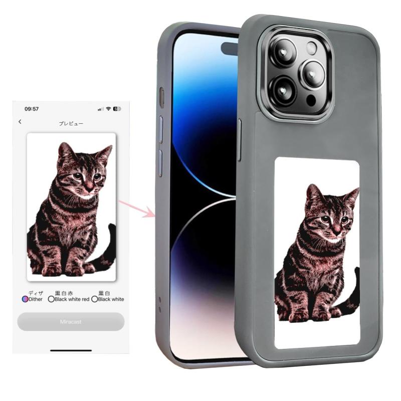 KSOPUERT Inkスクリーン携帯カバー DIY スマートフォンケース アプリ操作でデザインが変わる 携帯 電話 ケース｜ラ・グラーヌ