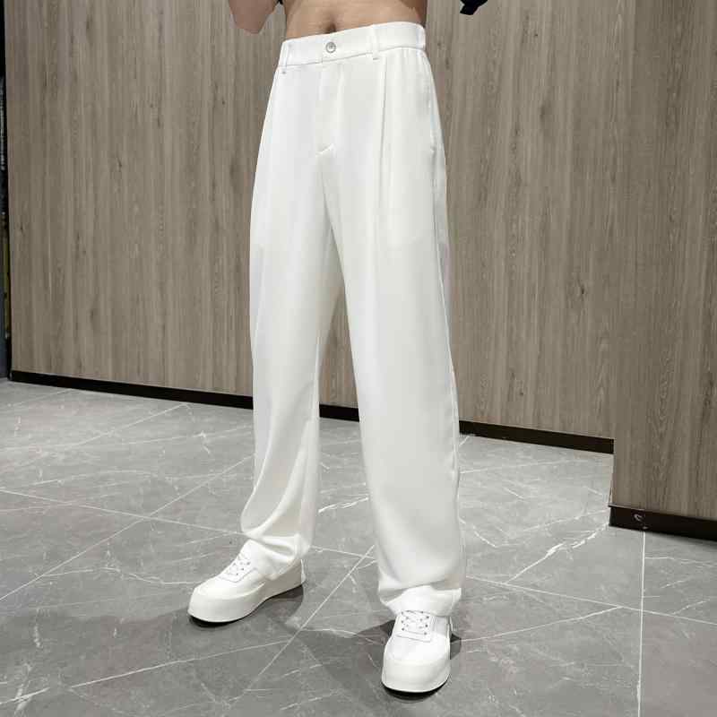 メンズ ファッション ズボン パンツ ボトムス 無地 ストレート 大きめサイズ ワイドレッグ ドレープ シンプル 動きやすい 快適 カジュアル モード リラックス