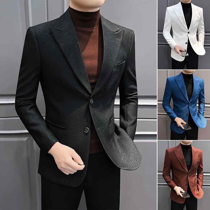 メンズ ファッション 紳士服 英国風 ジャケット アウター 無地 長袖 スリムフィット オフィス カジュアル コーディネート エレガント スタイリッシュ モード シック｜ラ・グラーヌ