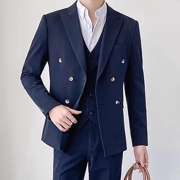 メンズ スーツ セットアップ ５点セット ２点セット スリーピース ダブルブレスト ジャケット 上着 パンツ ベスト シャツ ネクタイ 白 オフホワイト 黒 グレー 青 エレガント スタイリッシュ フォーマル