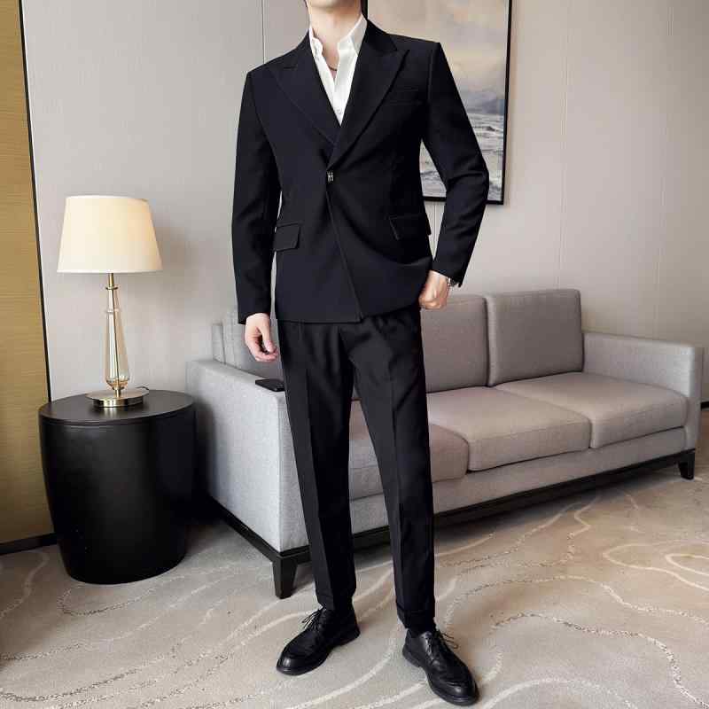 スーツ メンズ ビジネスカジュアル スリムフィット 無地 シンプル オフィス 通勤 面接 プロフェッショナル スタイリッシュ スマート エレガント 7,135円