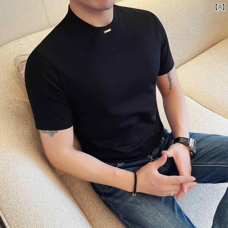 半袖 Tシャツ メンズ 夏 薄手 シンプル スリムフィット ラウンドネック ベーシック 合わせやすい スタイリッシュ フィット感 普段着