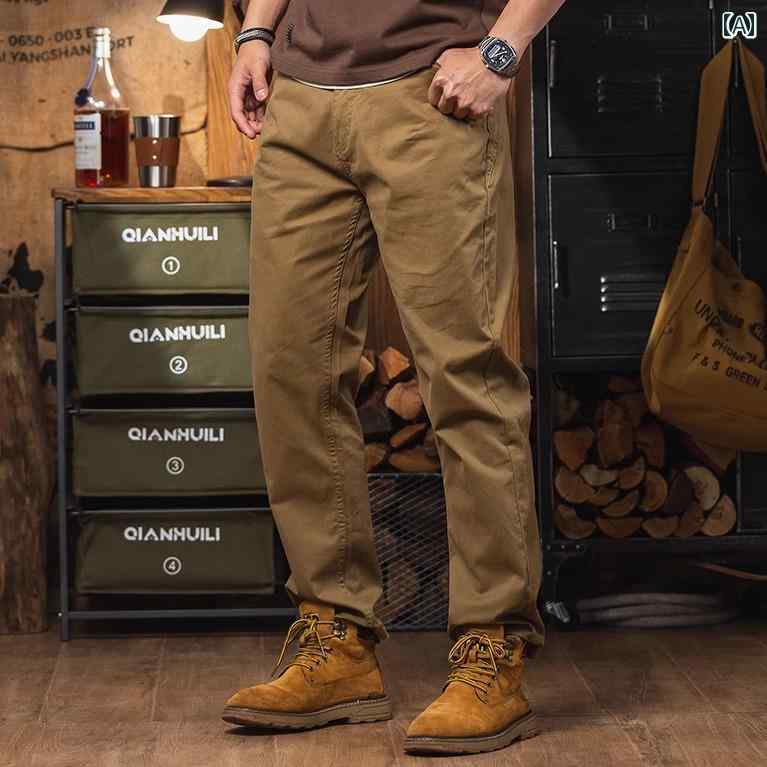 パンツ メンズ アメリカン レトロ カジュアル ワークウェア ストレッチ ズボン リラックス アウトドア ストリート シンプル