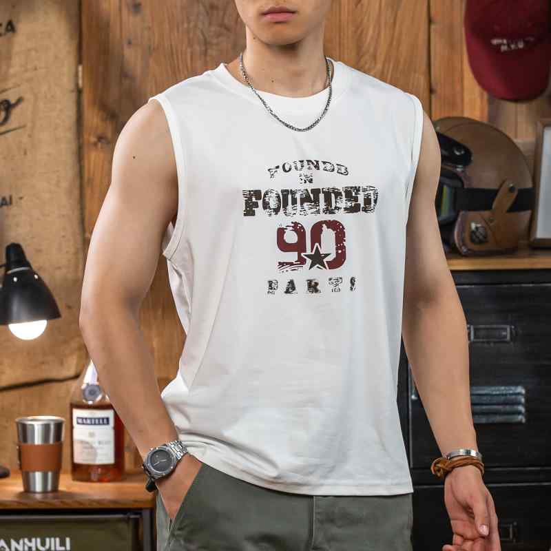 ノースリーブ Tシャツ メンズ アメリカン レトロ ベスト 夏 通気性 スポーティー タンクトップ ストリート アクティブ クール おしゃれ