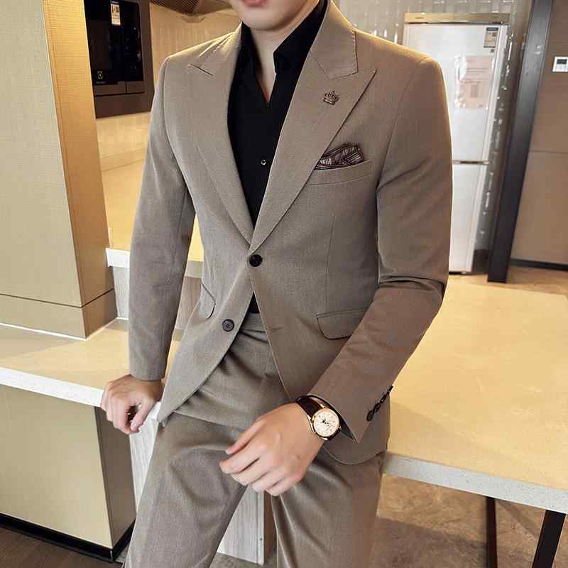 メンズ ファッション スーツ 長袖 無地 スリムフィット シングルブレスト フォーマル パーティ ビジネス 結婚式 カジュアル シンプル シック モダン 大人の魅力