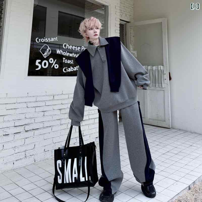 春 メンズ オーバーサイズ 上下セット 着回し おしゃれ かわいい クール シンプル モノクロ スウェット上下 インスタ映え プレゼント