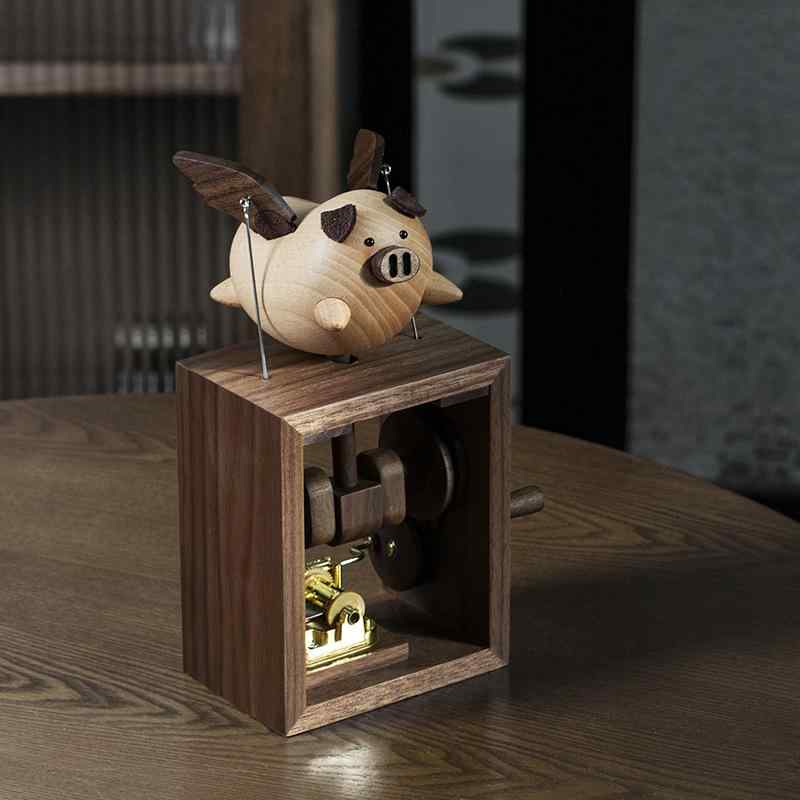 木製 オルゴール インテリア 装飾 雑貨 おもちゃ かわいい おしゃれ ユニーク 個性的 ウッドクラフト ギフト コレクション クルミ ノスタルジック 子ども