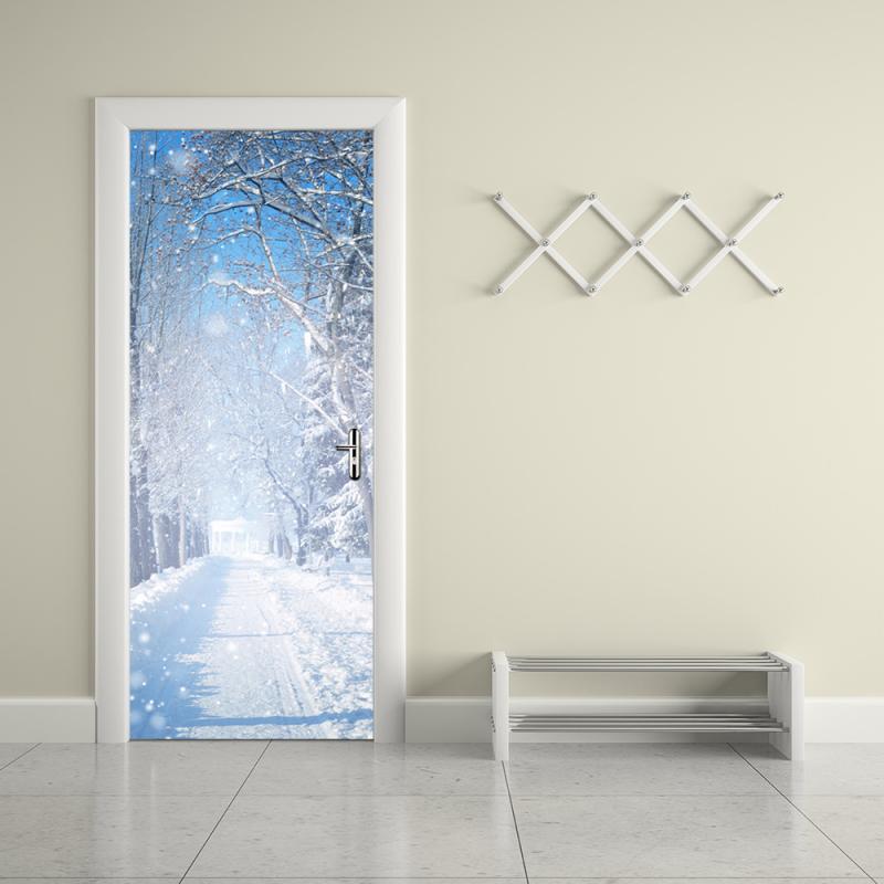 ドアステッカー 3D 立体 雪景色 道路風景 ウォールステッカー リメイクシート 貼ってはがせる 粘着シート デコレーション リビング 寝室 書斎 玄関 店舗 模様替え DIY PVC モダン シンプル 2枚組