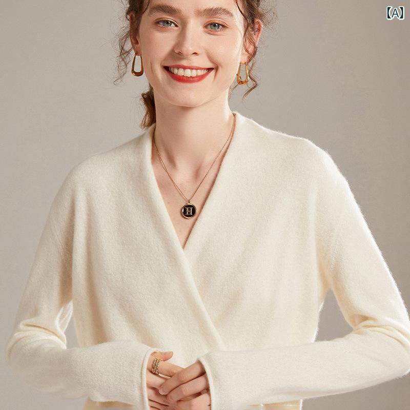 ニット レディース 100%カシミヤ 山羊カシミヤ Vネック 長袖 セーター 厚手 スリム 細見え 高級感 インナー トップス 普段使い オフィス カジュアル 重ね着 ホワイト ブラック レッド ベージュ系|ラ・グラーヌ