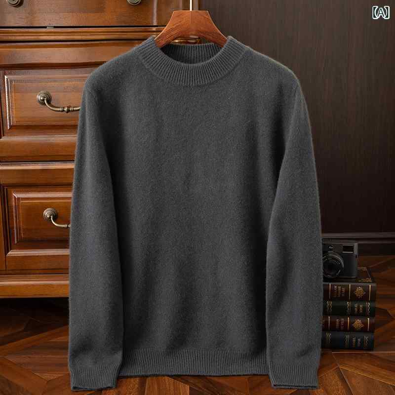 セーター メンズ カシミヤ ハイネック プルオーバー 厚手 ニット トップス 秋冬 普段使い ビジネス 男性用 ゆったり リラックスフィット 無地 きれいめ アーバン ベーシックカラー｜ラ・グラーヌ