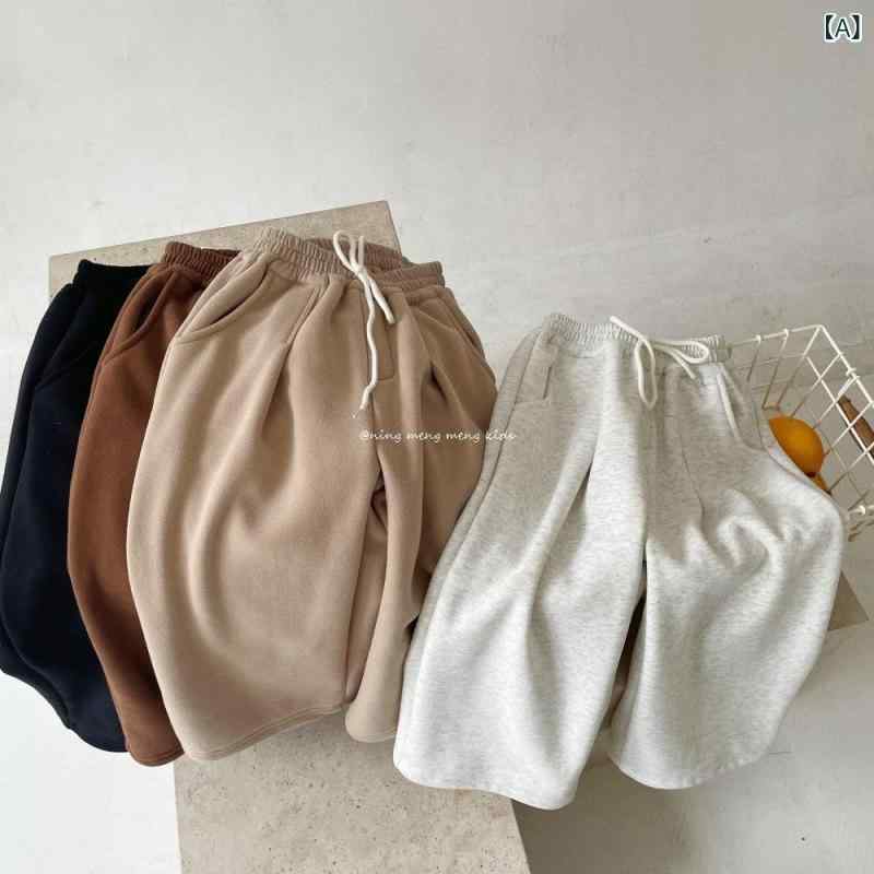 パンツ キッズ 秋冬 韓国風 おしゃれ かわいい 厚手 裏起毛 暖かい 防寒 ワイドシルエット ゆったり スウェット カジュアル ズボン 綿混 普段着