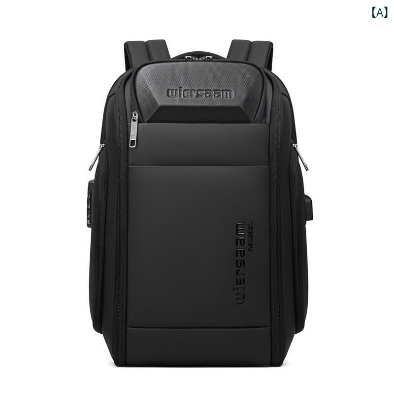 リュックサック メンズ バックパック 鞄 ビジネス PC収納 通勤 大容量 多機能 防水 15インチ対応 短期旅行 出張 レジャー ポリエステル ブラック ストリート カジュアル クッション