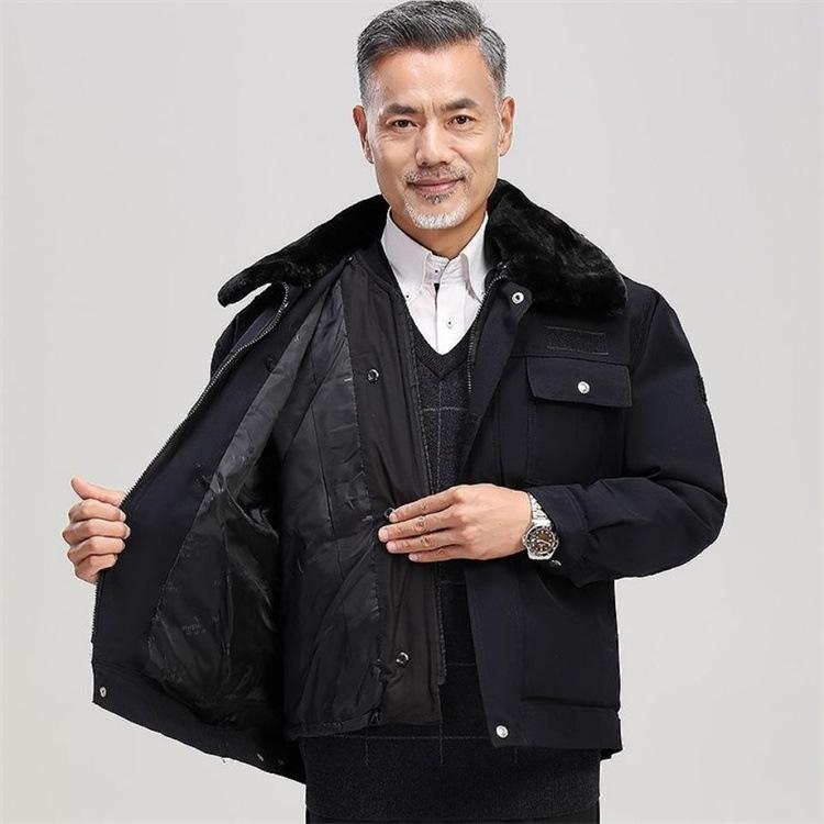 ジャケット メンズ 男性用 ミドルエイジ シープスキン ムートン一体型 取り外し可能 厚手 防風 通気性 ミドル丈 無地 コットン リネン カジュアル トラベル 冬 秋冬 ブラック 黒